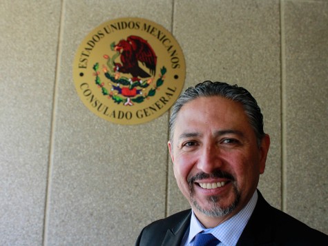 Jacobo Prado, Consul General of Mexico, poses for a picture in front of the Mexican Consulate.
