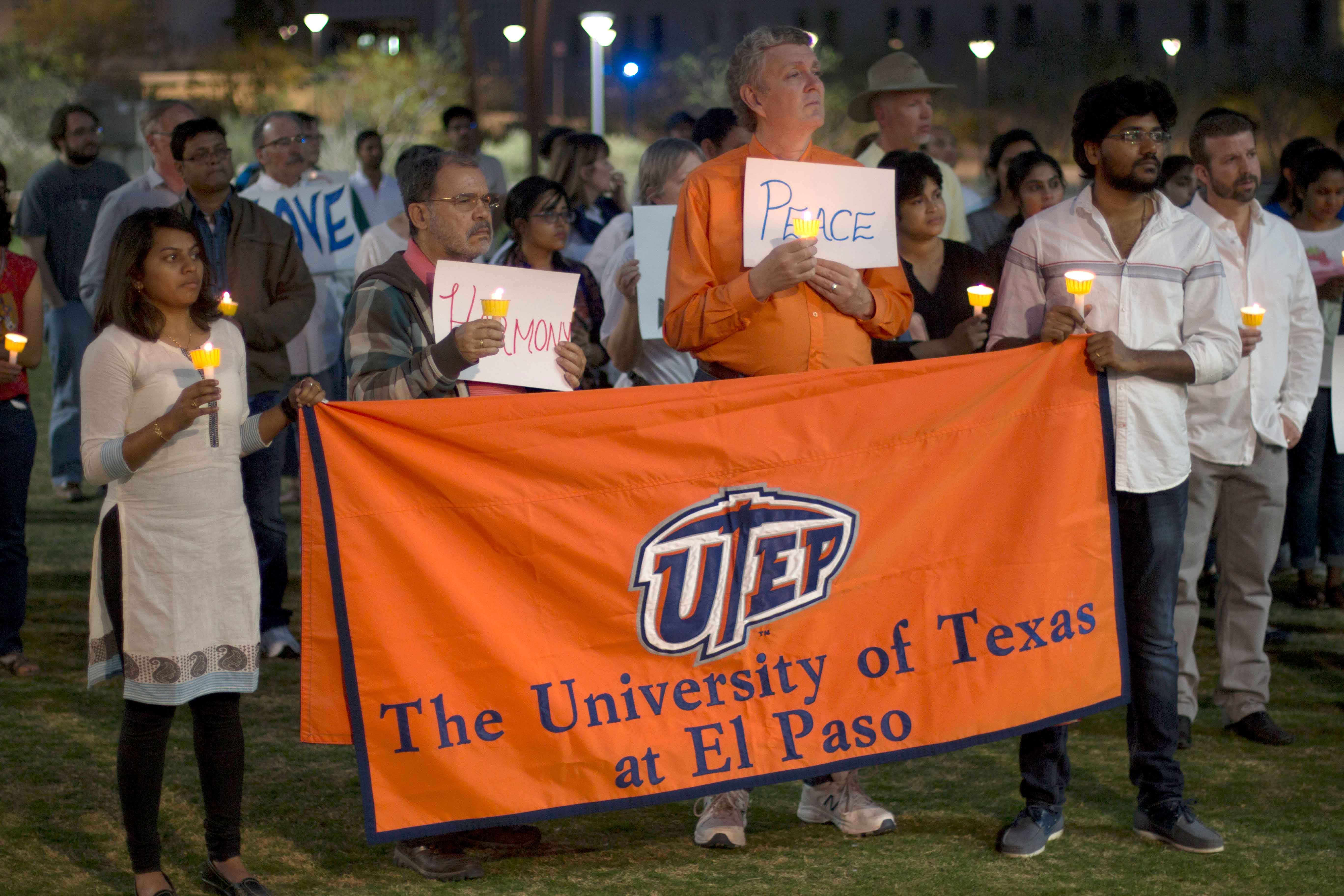 On March 11.UTEP students, staff faculty, and El Paso Community come together at Centennial Plaza in honor of Sirinivas Kuchibhotla who was shot and killed in the result of hate crime.