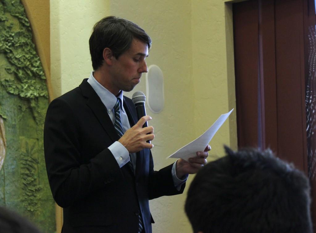 Rep. Beto ORourke (D-Texas) reads a resolution offered by the Obama Administration about scenarios of U.S. action in Syria.