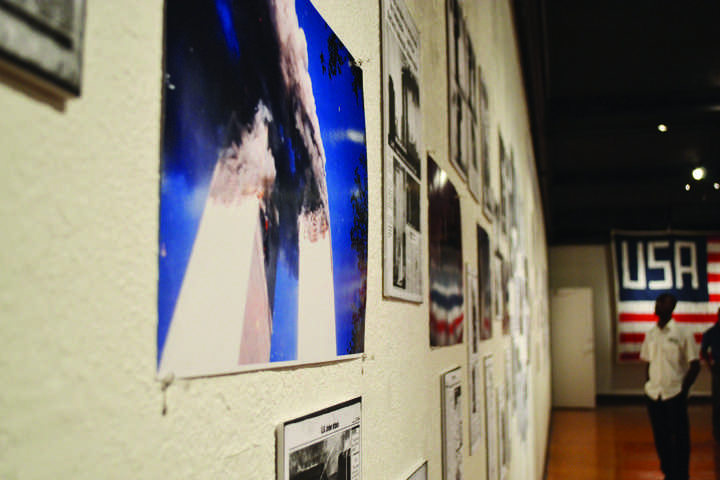 The iconic photographs of the Twin Towers were shown throughout the Union gallery. 