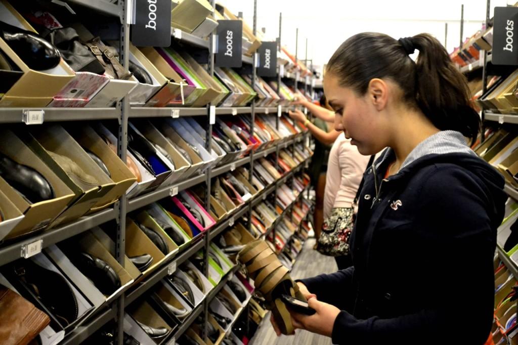 Jessica Sosa, junior business major, searching for the perfect pair of heels. 