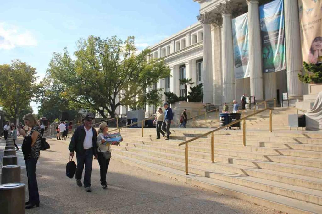 People visit the Natural History Museum before its likely closing due to the government shutdown. 