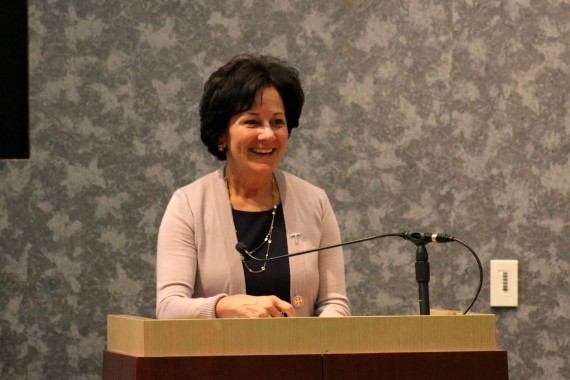 CEO of ImpreMedia and prominent Hispanic professional, Monica Lozano, speaks about Hispanic prevalence in various fields during a Tuesday Centennial Lecture.