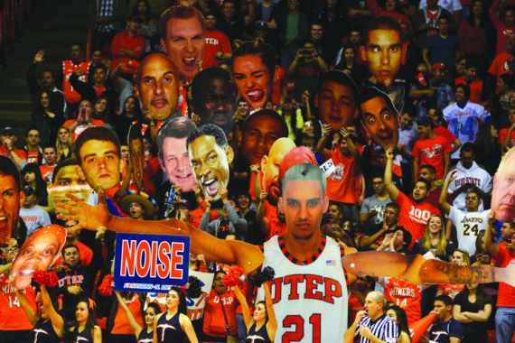 UTEP’s student section, full of the Miner Maniacs at a men’s basketball game against Rice on Feb. 1.