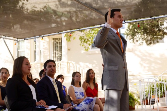 Roberto Dominguez is sworn in as president for SGA.