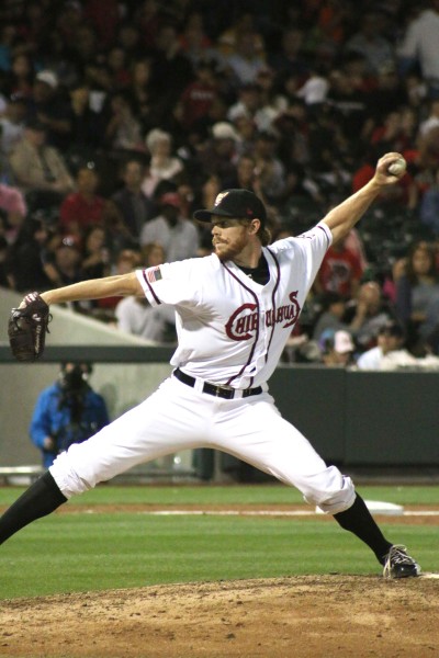 Chihuahuas pitcher Branch Kloess pitching in the seventh inning.