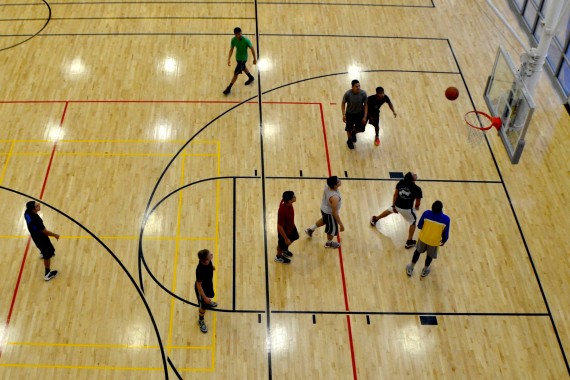 Basketball is one of the more popular sports at the rec center. The facility has two regulation sized basketball courts in all.