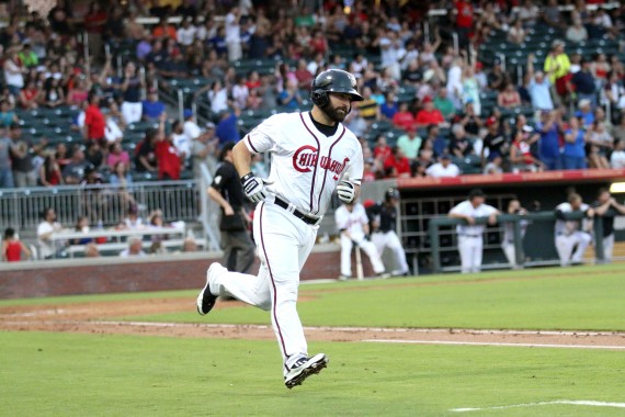 Cody+Decker+hits+the+first+home+run+of+the+night.+