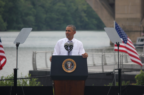 Speaking on July 2 in front of the Key Bridge, which connects Arlington, Va., to Washington, President Barack Obama calls on Congress to continue funding the Highway Trust Fund. The bridge is one of many infrastructure projects that have been funded through the trust fund.