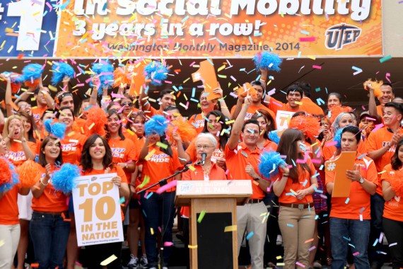 Dr. Diana Natalicio announces UTEPs ranking by Washington Monthly, tuesday at the Union. 