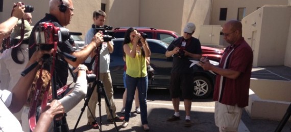 Journalism educators from Hispanic-serving institutes train on multimedia reporting during a workshop at UTEP.