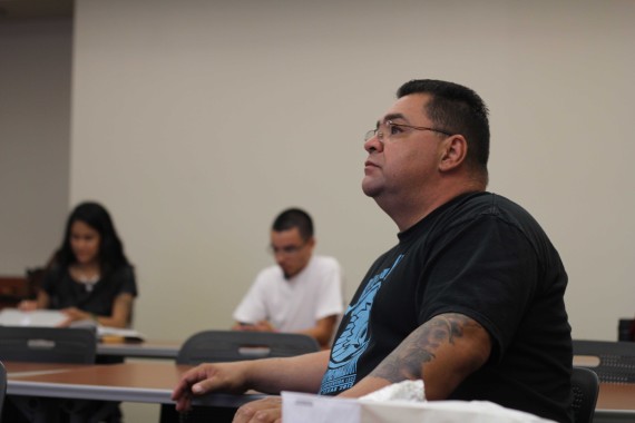 Students participate in a MEChA meeting in support of chicano rights.