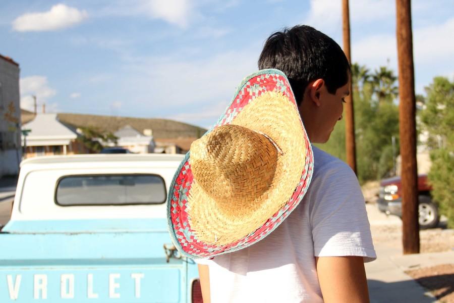 Former student Gabriel Villanueva wears a sombrero for Halloween.