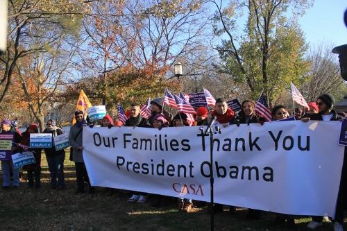 CASA members gather Friday at Lafayette Park to show their thanks after President Barack Obama’s executive action announcement Thursday night. This action will help 5 million immigrants remain in the country.