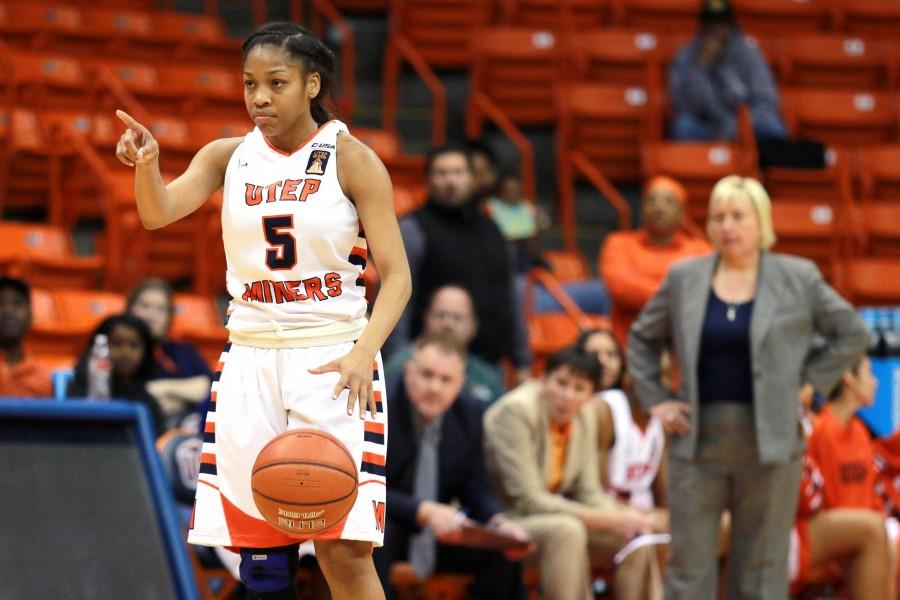 Freshman guard Lulu McKinney directs a play. 