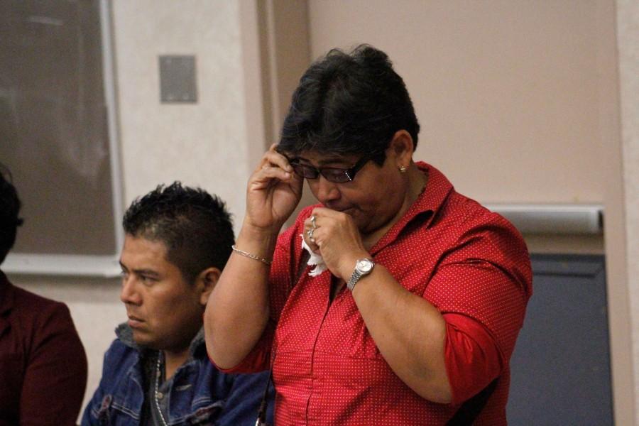 Blanca Luz Nava, mother of missing student Jorge Alvarez Nava, breaks down while telling the story of her son. 