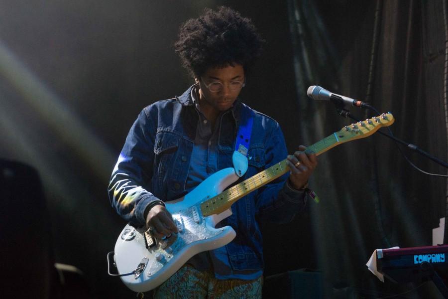 Chazwick Bundick of Toro y Moi performs for the crowd.