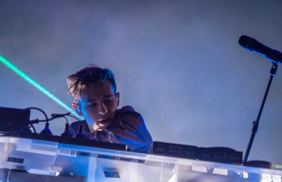 Flume works his DJ booth. 