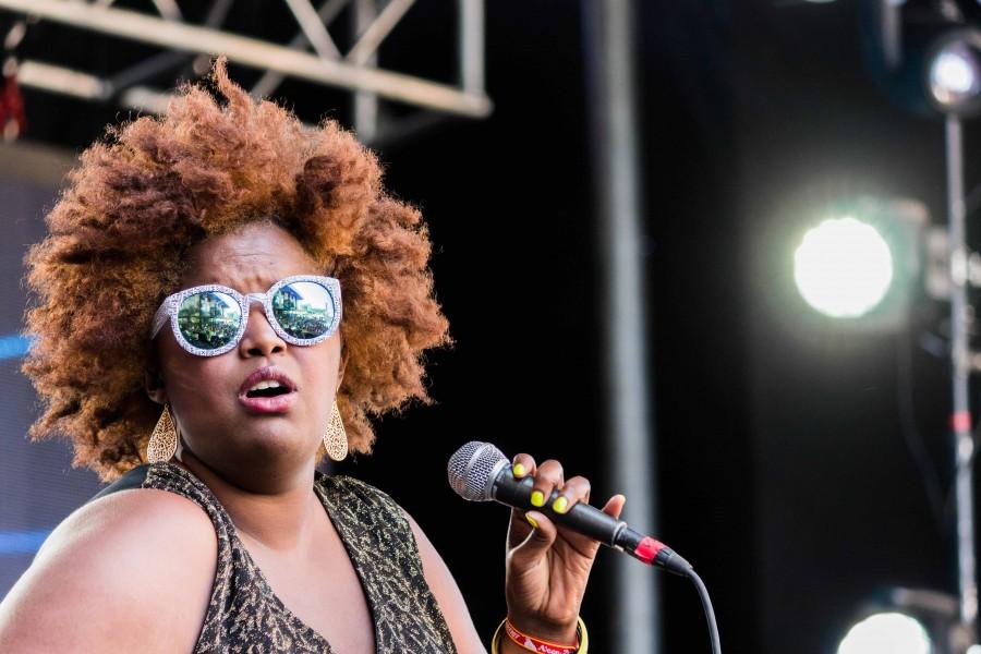 Kam Franklin performs with The Suffers. 