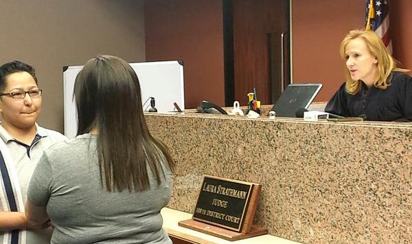 388th District Court Judge Laura Strathmann prepares to marry a  second same-sex couple in El Paso, Texas