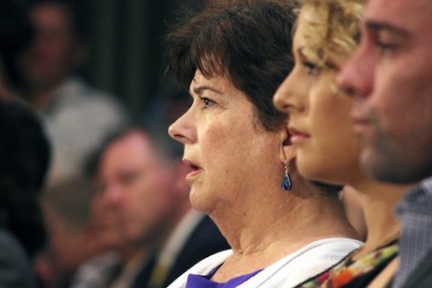 Elizabeth Sullivan, left, mother of the San Francisco woman killed by an undocumented immigrant, sits with her son, Brad Steinle, and his fiancee, Amy Warehouse, Tuesday during the Senate Judiciary Committee hearing. 