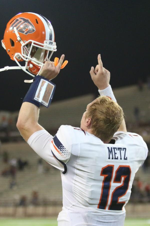 Quarterback Ryan Metz led the Miners to the game winning drive in overtime to defeat the Aggies 50-47 in Las Cruces.