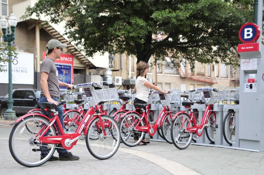 Pioneer Plaza is one of eight locations users can rent a bike from SunCycle Bike Share Program.