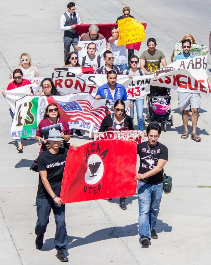 UTEP students march towards Mexican Consulate in commemoration of the 43 missing Ayotzinapa students. 