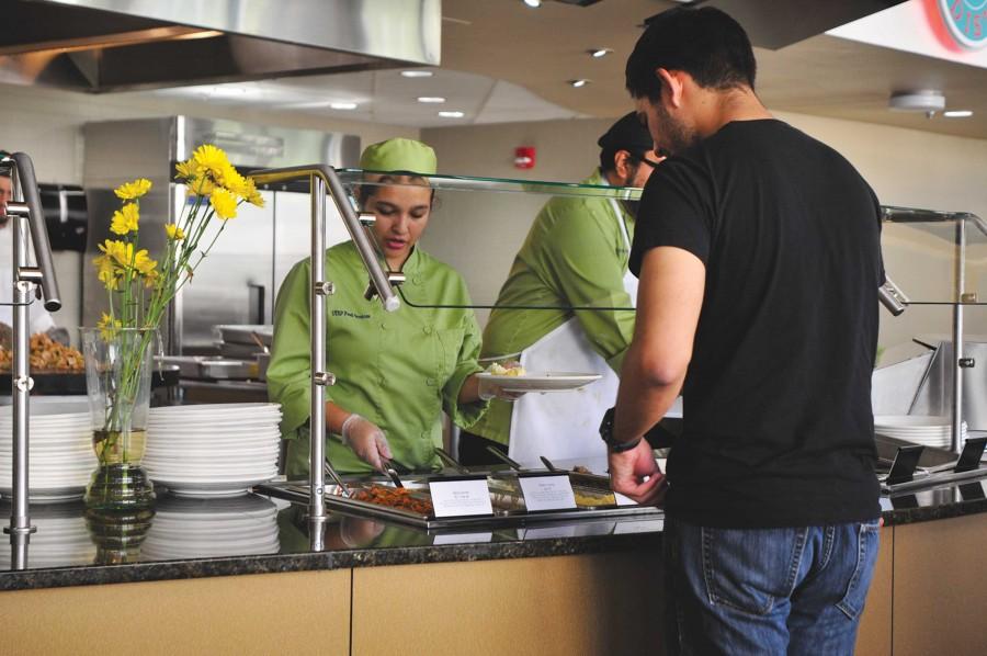 A UTEP student  orders at Pick N’ Shovel a new eatery located at the Union Building East . 