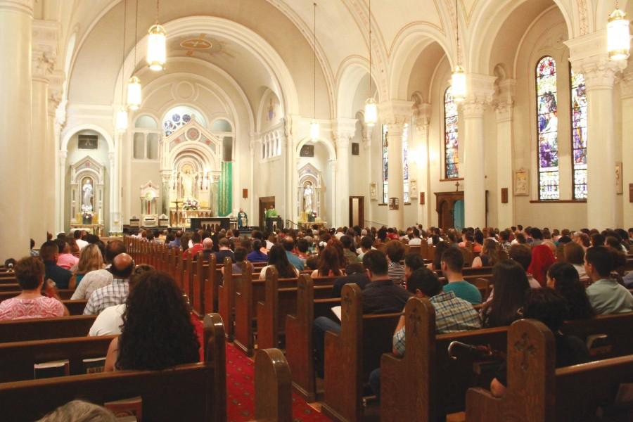 Catholic citizens attend Sunday mass at St. Patricks Cathedral  on Sunday morning. 