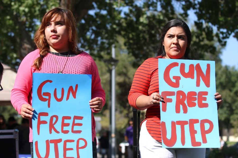 UTEP students protest Senate Bill 11 at Leech Grove on Monday, Oct. 19.