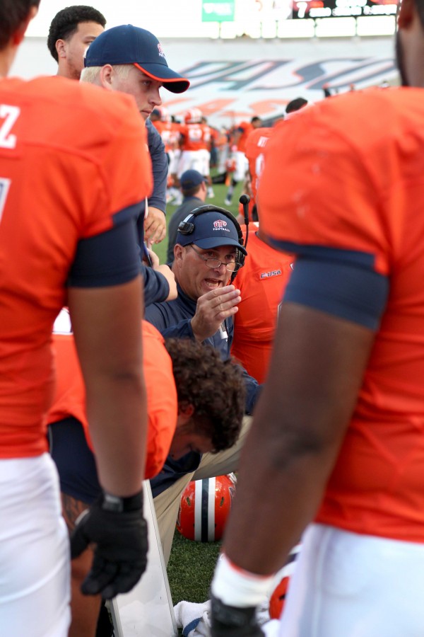 Assistant head coach Spencer Leftwich coaches his players during the game.