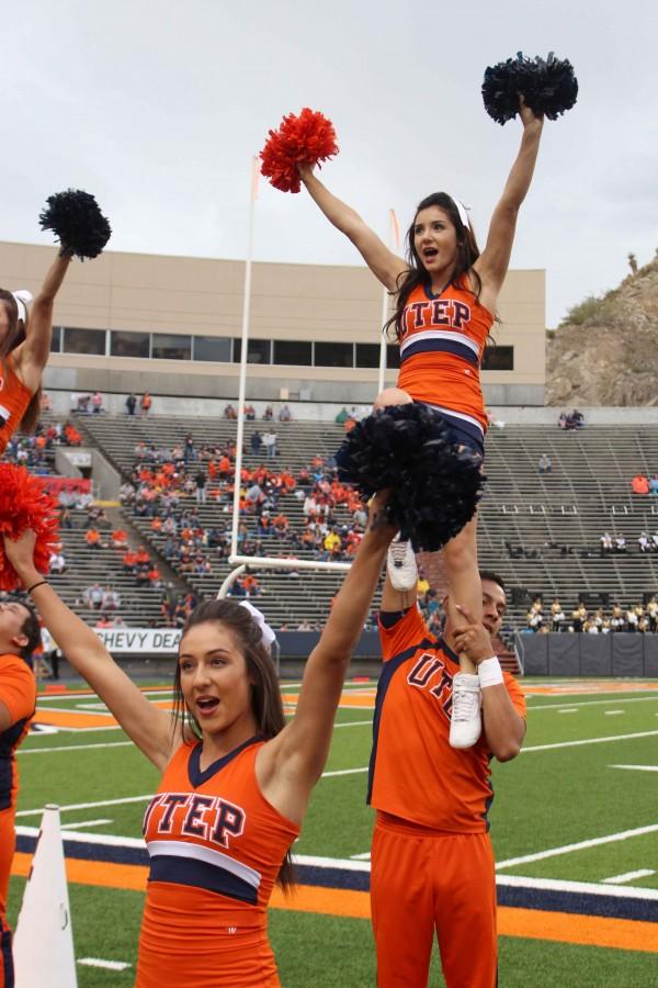 UTEP cheerleaders pump up the crowd. 