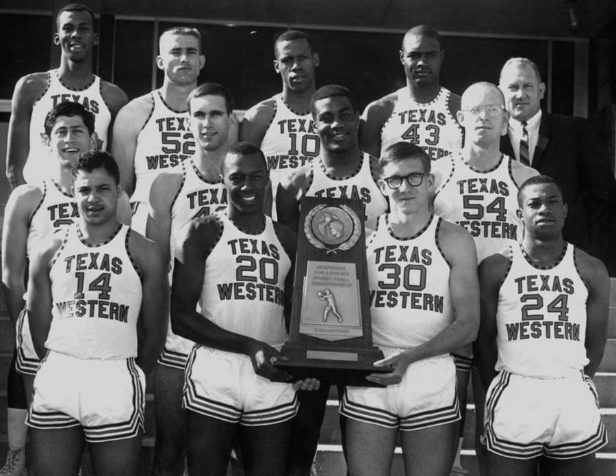 The+1966+NCAA+Championship+Texas+Western+team+poses+with+trophy+March+19%2C+1966.