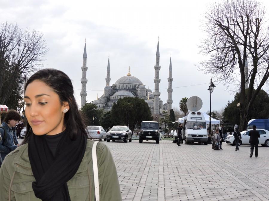 Kim Valle in front of the Hagia Sophia in Istanbul. 