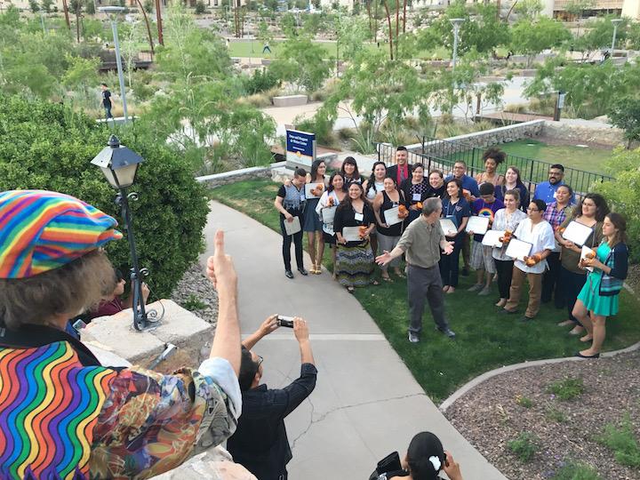 Graduates+pose+for+a+photo+after+the+Rainbow+Miner+Graduation+ceremony.+