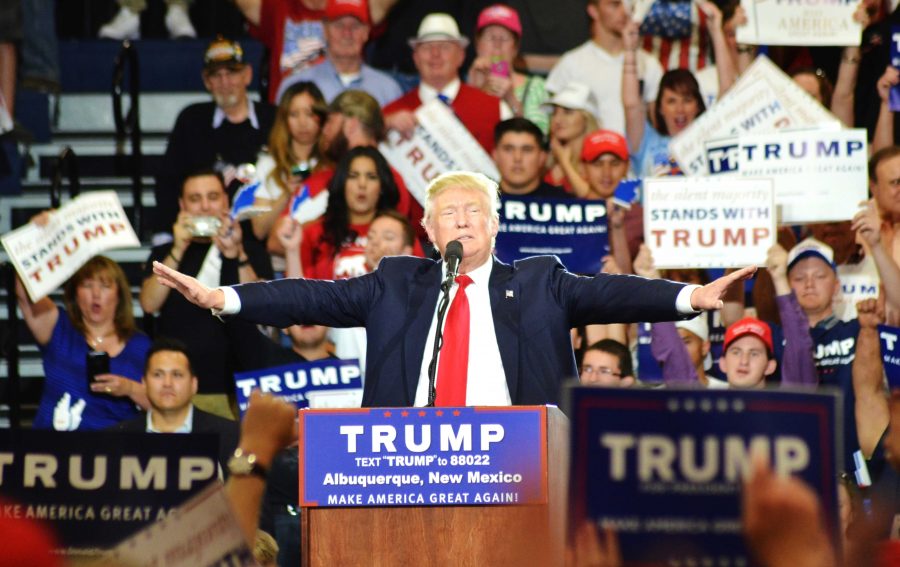 Republican presidential candidate Donald Trump holds rally in Albuquerque, New Mexico on Tue. May 24.