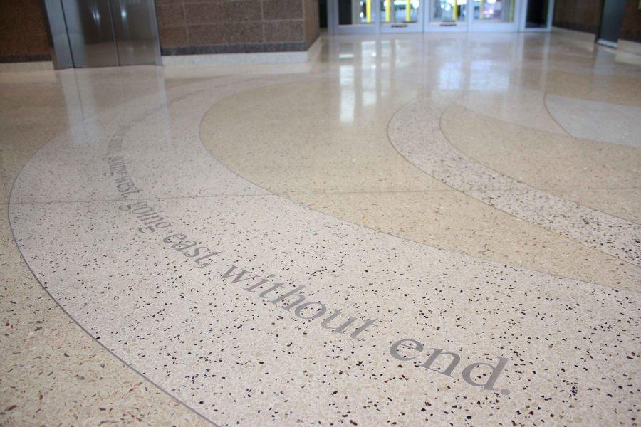 UTEP creative writing assistant professor Sasha Pimentel’s poem runs across the new terrazzo floor at the El Paso International Airport. 