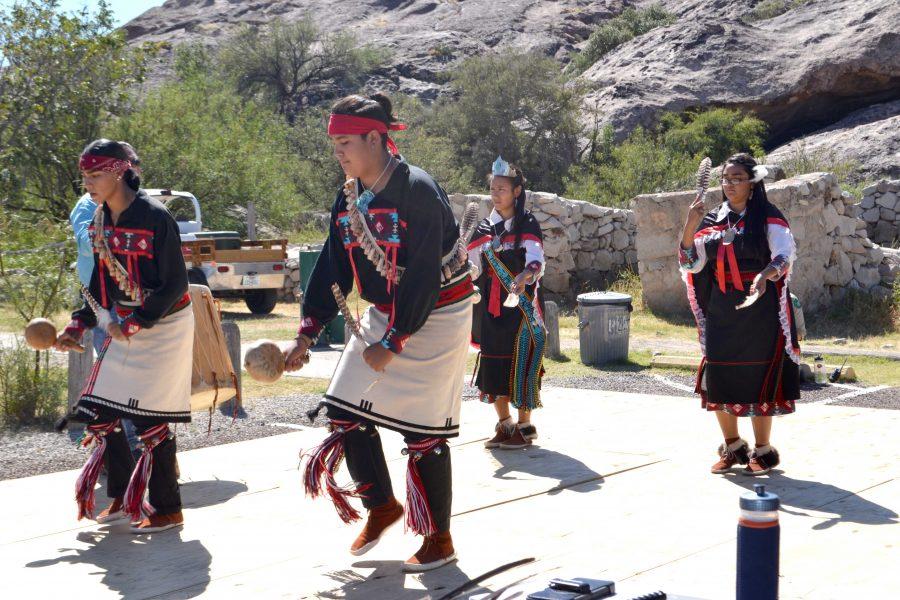 Dancers from Ysleta Del Sur Pueblo symbolize the sowing of seeds with a dance. 