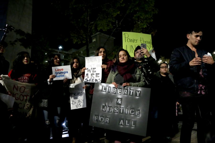 Over 1,000 peaceful protest attendees came together on Friday Nov. 11 at San Jacinto Plaza in downtown El Paso.