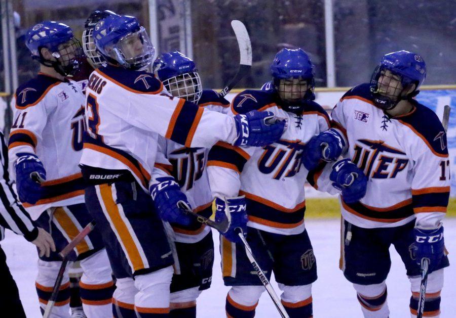 Miner hockey upends Texas State to win third in a row.