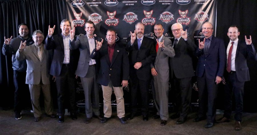 Speakers posed together after the press conference, where they discussed future plans for the Chihuahuas