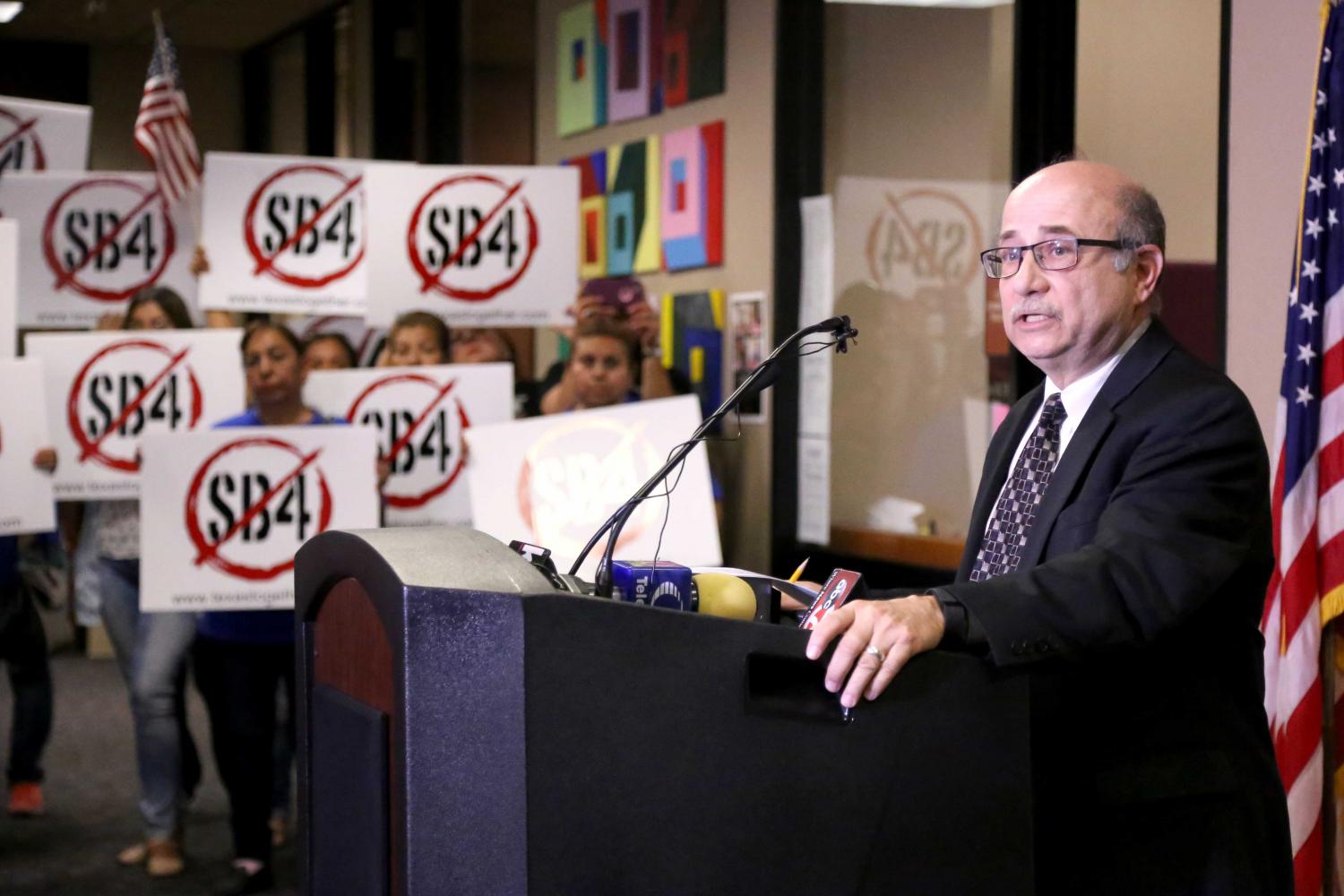 Attorney Jose Garza explains the details of the lawsuit. 