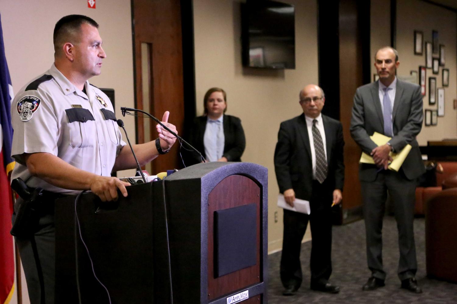 Commander Robert Flores spoke on behalf of sheriff Richard Wiles in support of the lawsuit.