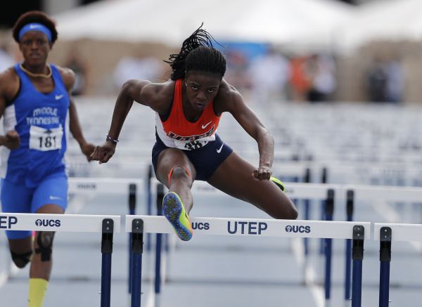 Sophomore Tobi Amusan wins her first NCAA title in 100-meter hurdles at NCAA Championships. 