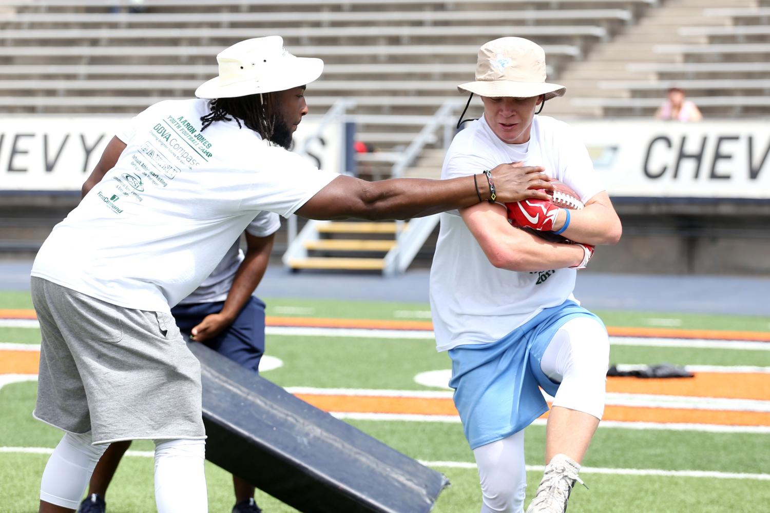 Aaron Jones held a camp for elementary, middle and high schoolers on Saturday, July 22.