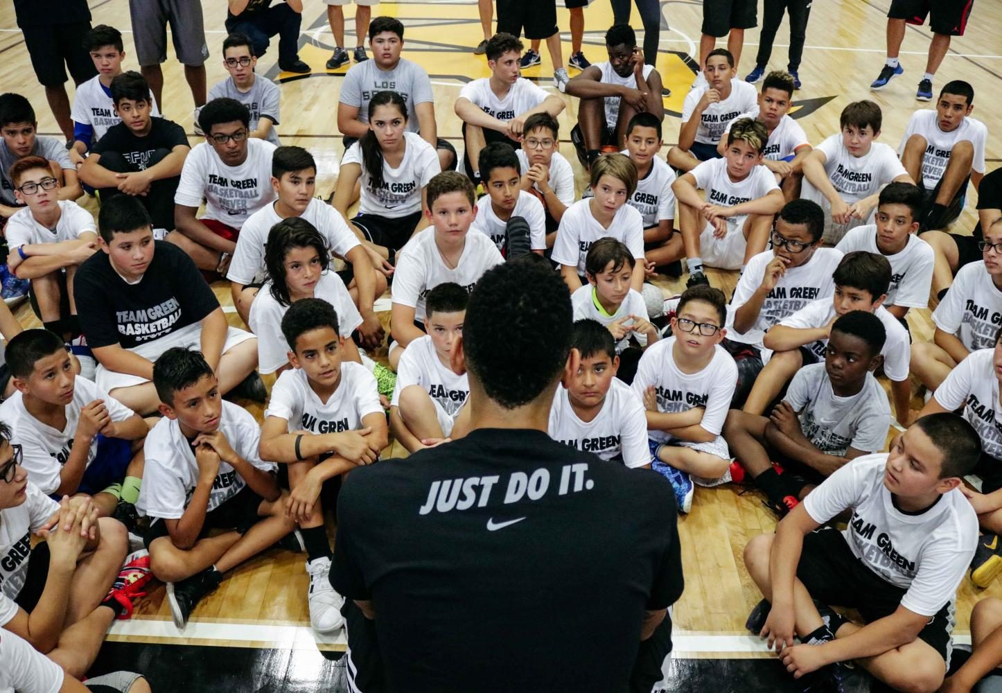 San+Antonio+Spurs+player+Danny+Green+held+a+Q%26A+with+young+basketball+players+during+his+Basketball+Skills+Camp.