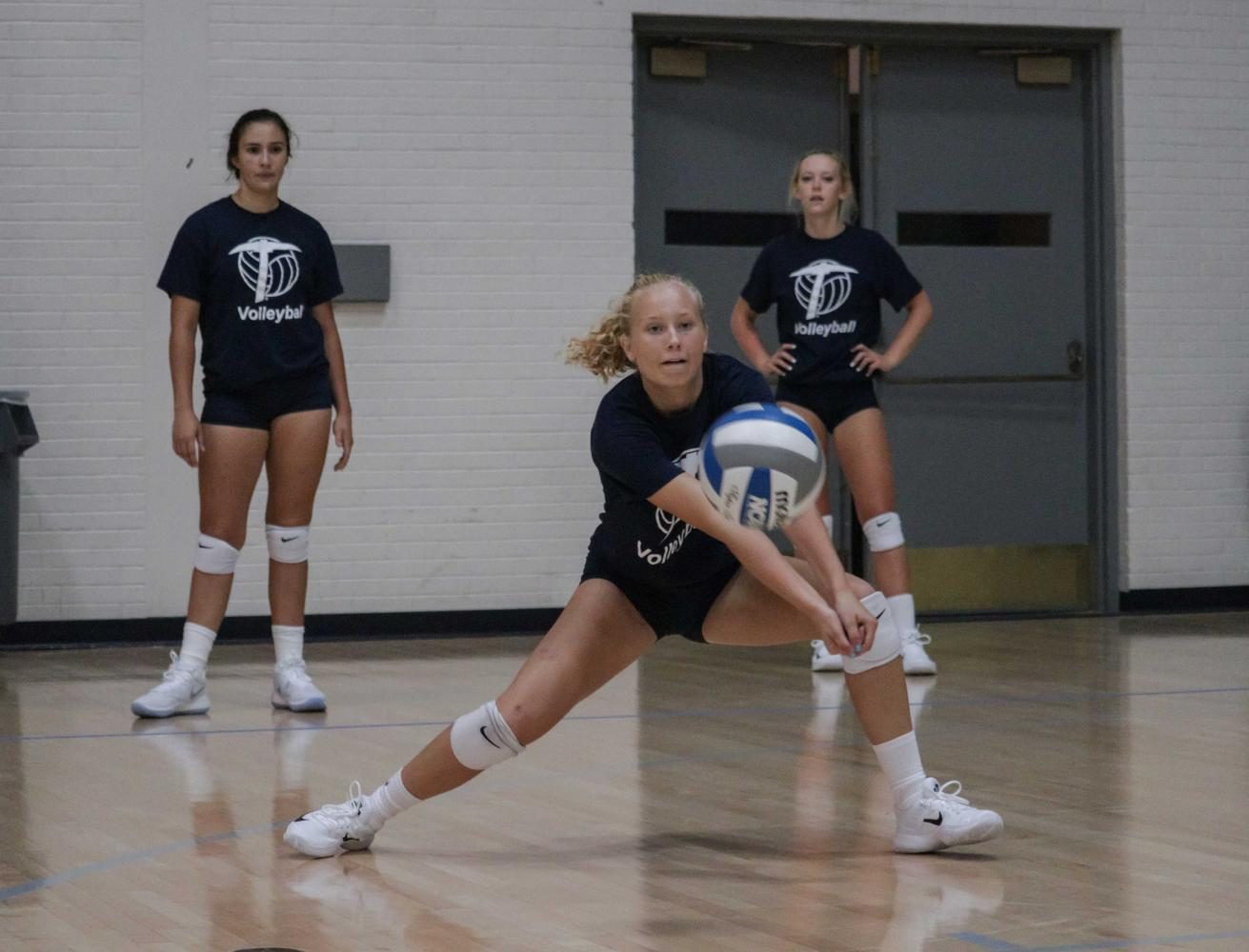 UTEP womens volleyball players practiced a variety of drills to improve and sharpen their skills.