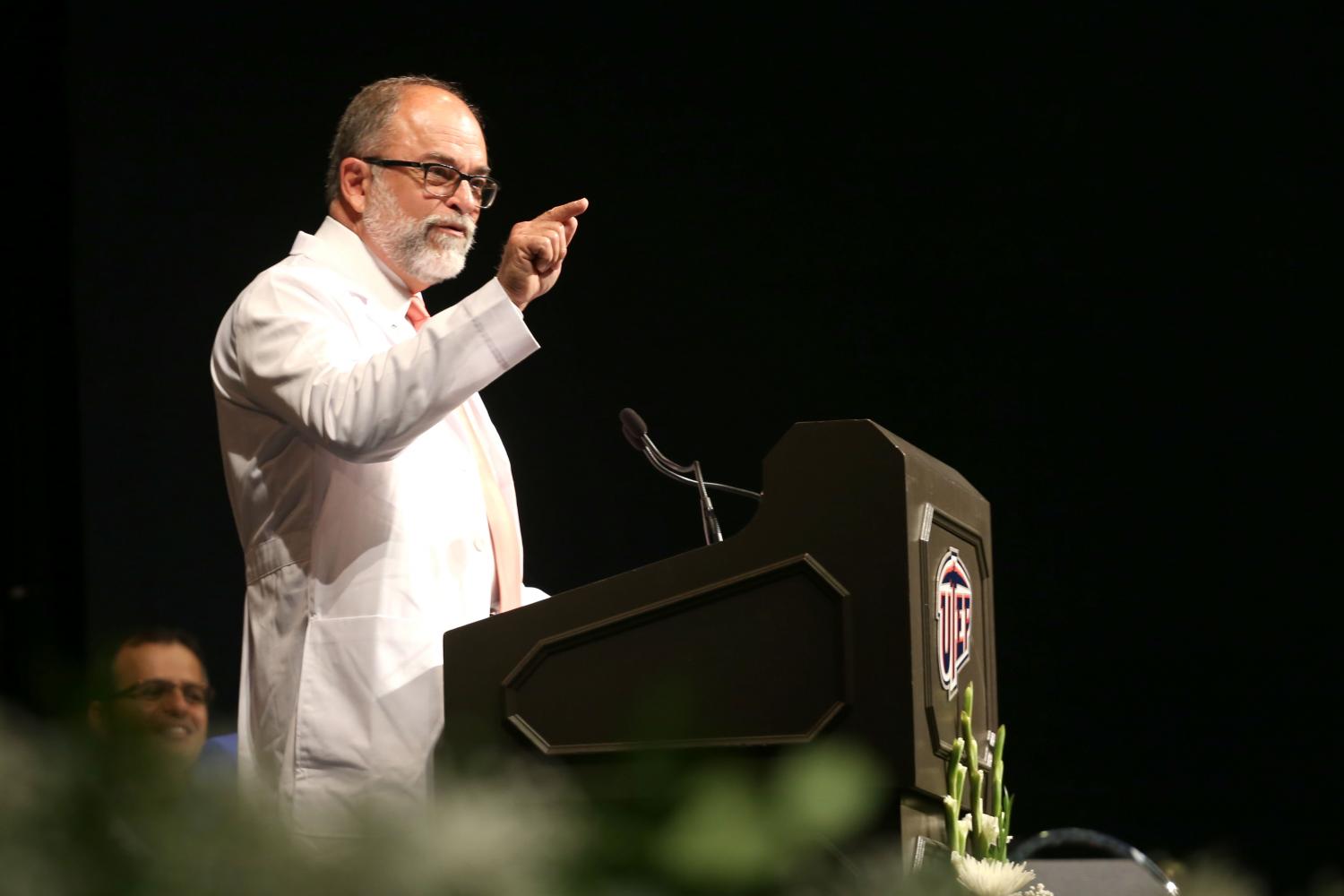 Founding Dean Dr. Jose O. Rivera addresses the students on Saturday, August, 26.