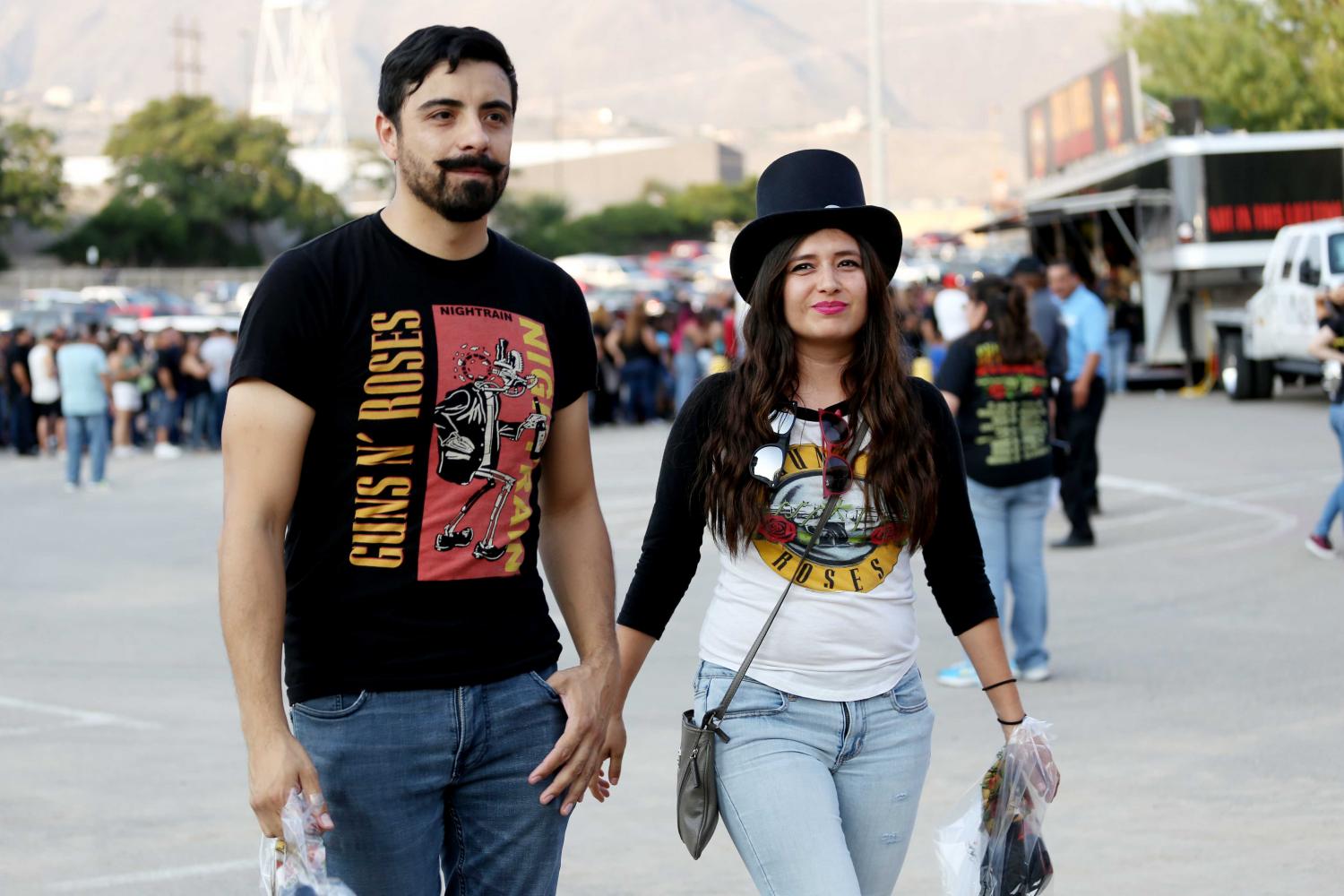 Fans begin to enter the stadium for the Guns N' Roses concert.